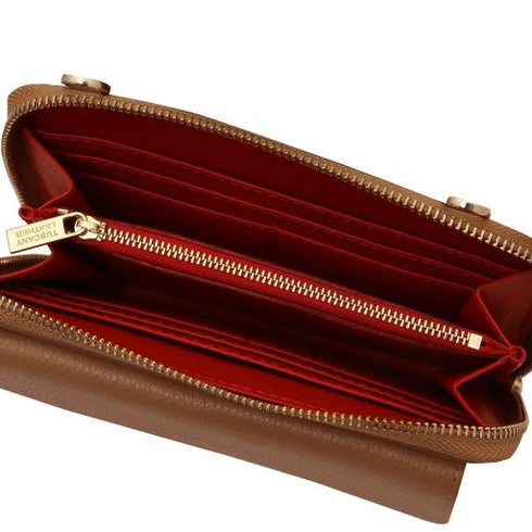 Urania - Leather wallet/phone holder with strap